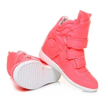 欧洲站内增高荧光糖果色高帮潮流鞋休闲帆布鞋