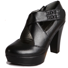 2013新款真皮简约女鞋交叉绑带防水台罗马高跟鞋凉鞋低帮粗跟鞋