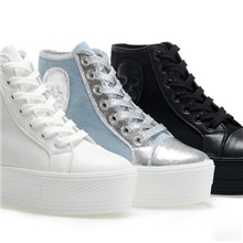 时尚高邦厚底松糕鞋帆布女鞋网络春秋爆款韩版休闲美眉鞋子