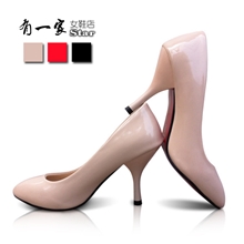 女式韩版新款女鞋批发裸色细跟尖头高跟鞋子漆皮女单鞋红色婚鞋