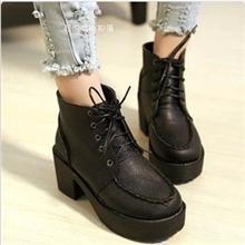 2013秋冬新款单靴系带粗跟复古英伦皮鞋方穗泰厚底女鞋批发特价
