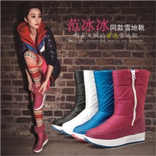 范冰冰同款冬保暖女靴高帮雪地靴保暖羽绒靴子加厚毛绒女鞋