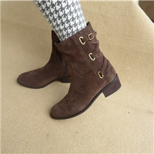 一件代发短靴批发牛皮女靴尖头英伦风骑士靴BCBG秋冬款