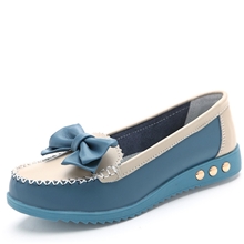 2013夏季新款尖头平底鞋时尚蝴蝶结真皮女单鞋牛筋底