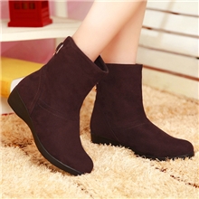 热销时尚舒适环保粘胶鞋优质磨砂PU坡跟女士短筒靴厂家直销