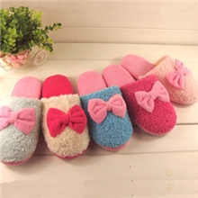 爆款韩版冬季居家居室内毛绒拖鞋大蝴蝶结防滑毛拖鞋棉拖鞋批发