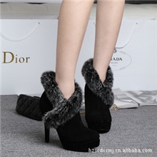 直销清仓特价秋冬新女鞋真皮兔毛短靴高跟保暖女士女靴批发零售