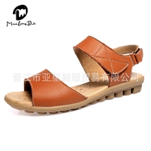 夏季新款女凉鞋耐磨镂空真皮凉鞋平底舒适女鞋露指女凉鞋特价