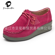 2013秋季新款女鞋真皮坡跟单鞋防水台中跟松糕鞋反绒皮女皮鞋