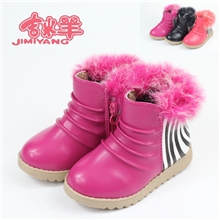 韩版时尚棉靴女童靴子加绒加厚保暖拼接小童皮靴童鞋童靴批发