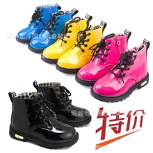 2013秋季爆款马丁靴儿童登山靴镜面漆皮棉靴男童女童鞋棉鞋潮