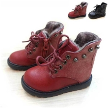 棉鞋批发2013新款冬款皮鞋小童马丁靴加厚短毛靴子男女童鞋