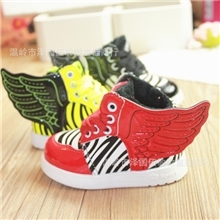 2013冬韩版单翅膀男女童斑马纹休闲鞋加棉儿童皮鞋棉鞋保暖鞋388