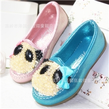 批发新款水钻小熊豆豆鞋儿童单鞋韩版女童公主鞋童鞋牛筋底