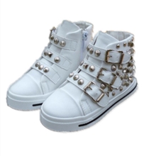 2013秋款男女童皮鞋柳钉儿童中高帮潮鞋亲子鞋王菲同款