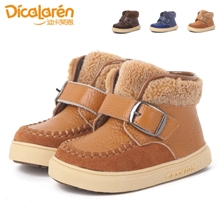 迪卡莱恩13秋冬新款假扣式魔术贴真皮男童单鞋