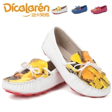 迪卡莱恩2013秋季新款鳄鱼纹女童豆豆鞋大时尚亲子单鞋0980003