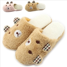 13秋冬可爱卡通拖鞋轻松熊珊瑚毛绒保暖情侣棉拖室内厚底地板拖