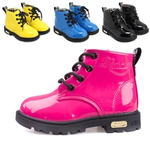 厂家供应2013冬季新款童鞋漆皮儿童马丁靴时尚潮鞋男女童皮鞋