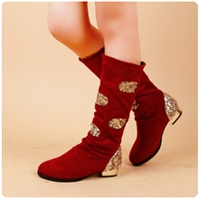 童鞋批发一件代发2013秋季新款靴子韩版亮片公主皮靴高筒靴