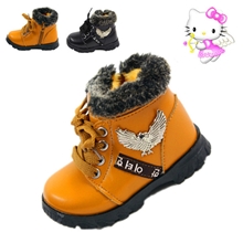 新款儿童雪地靴毛领系带侧拉链中筒靴童鞋保暖男棉鞋宝宝鞋靴