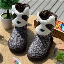 贝然童鞋爱比你绒面熊猫中筒棉鞋雪地棉雪地靴韩版公主冬款2013款