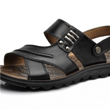 批发爱鹿牛皮凉鞋男士沙滩鞋凉鞋男真皮凉鞋拖鞋两用