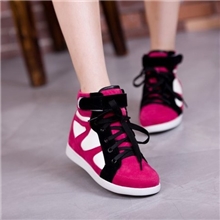 2013秋韩版高帮女运动鞋潮内增高厚底松糕休闲鞋魔术贴拼色板鞋
