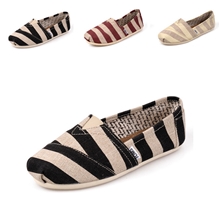 批发夏日情侣款帆布鞋斑马条纹低帮休闲懒人鞋男女鞋潮