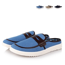 厂家直销夏季新款低帮牛仔布一脚蹬懒人帆布男鞋日韩休闲板鞋