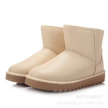 瑞安厂家直销批发女士保暖雪地靴防水防滑短靴PU皮时尚棉鞋