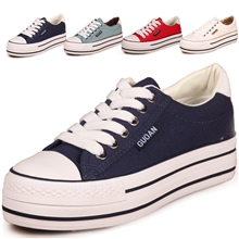 特价松糕鞋纯色厚底时尚女式帆布鞋低帮运动鞋批发3次硫化松糕鞋