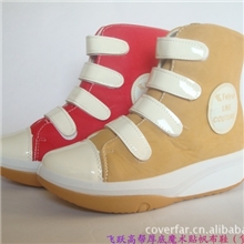 女式库存帆布鞋批发高帮厚底摇摇底魔术贴休闲鞋C28