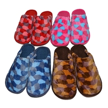 秋冬新款保暖超柔绒彩色石头纹路男女情侣拖鞋慈溪棉拖批发