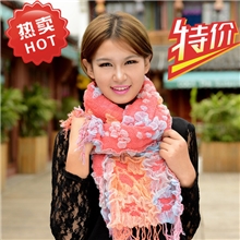 秋冬围巾新款泡泡花朵外贸多色羊绒女式披肩围巾批发厂家直销