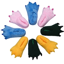 恐龙爪子秋冬可爱毛绒包跟棉居家居地板保暖拖鞋情侣卡通加大男女