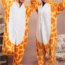 厂家批发长颈鹿可爱卡通连体睡衣珊瑚绒情侣男女家居服休闲套装