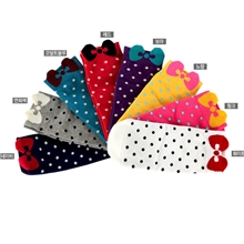 爆款秋冬新款韩版可爱蝴蝶结圆波点女士船中短筒袜子特价批发