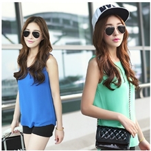 淘宝爆款支持混批工字无袖双层雪纺小背心女打底衫夏宽松吊带衫