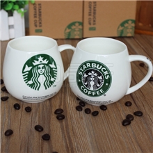 陶品轩现货出售星巴克QQ杯大肚陶瓷杯可定制logo广告礼品杯