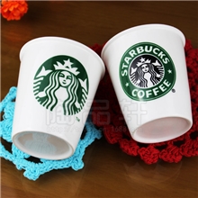 陶品轩星巴克陶瓷单层小号杯创意商务礼品水杯，可订做LOGO杯子