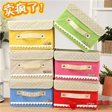 带盖扣扣波点收纳箱无纺布收纳箱收纳盒多件套整理收纳箱批发