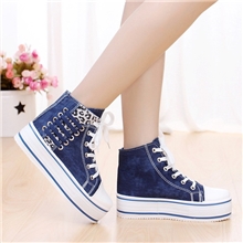 厂家直销批发2013新款韩版女式厚底松糕休闲平跟高帮豹纹帆布鞋子