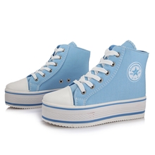 新款时尚女鞋批发韩版潮厚底内增高松糕鞋透气休闲帆布鞋805