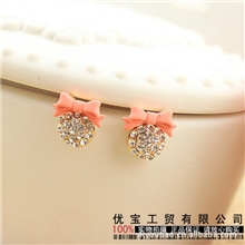 批发苹果按键贴iPhone54S手机按键贴蝴蝶结圆钻镀真金保色