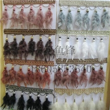 [花边世界]人造丝木珠羽毛花边厂家直销现货批发热卖花边