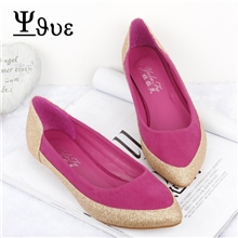 供应2013秋季女鞋新款单鞋时尚撞色韩版尖头平跟女鞋厂家直销