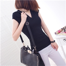 2013夏季新款T恤欧美女装女士V领短袖服装修身女式打底衫批发