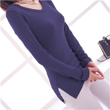 2013秋冬季女装新款代理正品打底衫V领长袖修身开叉女士服装T恤