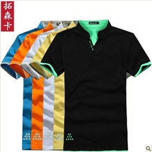 厂家直销男装夏装新款男立领短袖T恤韩版男士半袖衫男款体恤批发